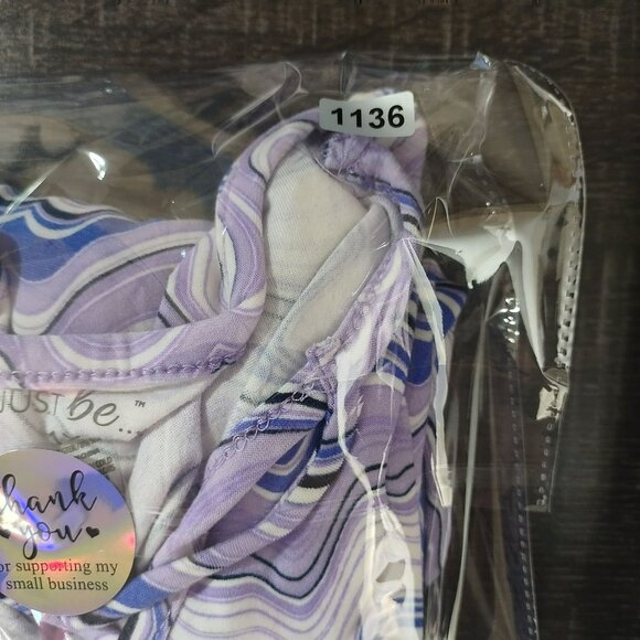 Just Be Womens Plus Size 1X Wave Print Crisscross Neck Short Sleeve Dress Purple - Picture 7 of 7